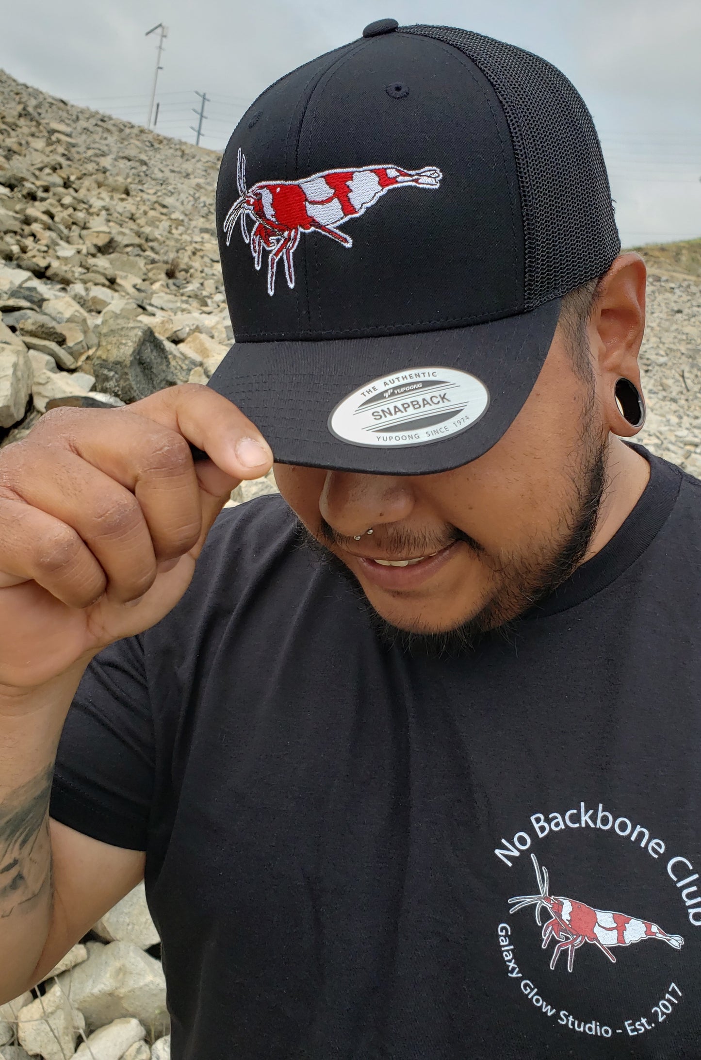 Crystal Red Shrimp Classic Retro Trucker Unisex Snapback Cap! The Official Galaxy Glow Studio Hat!