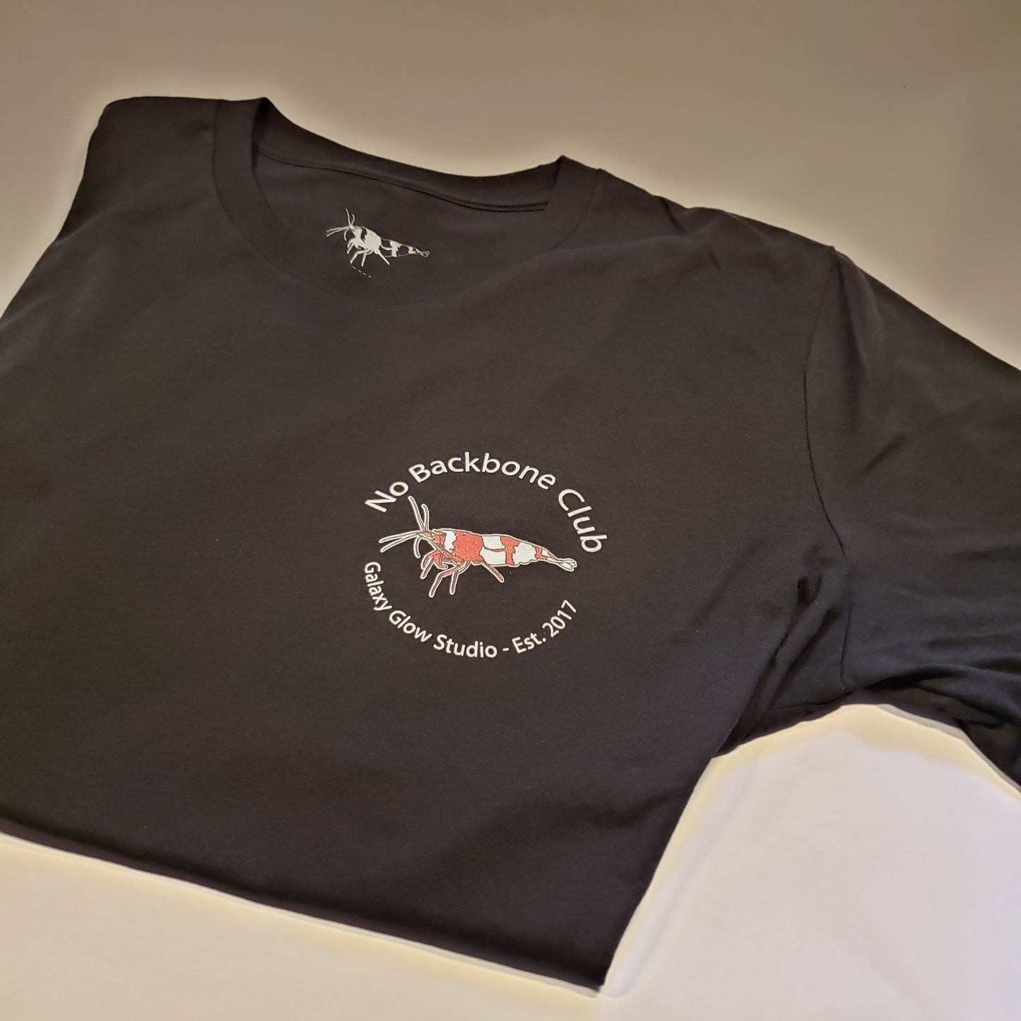 Crystal Red Shrimp "No Backbone Club" T-Shirt; The Official Galaxy Glow Studio Shirt! Unisex Tri-blend