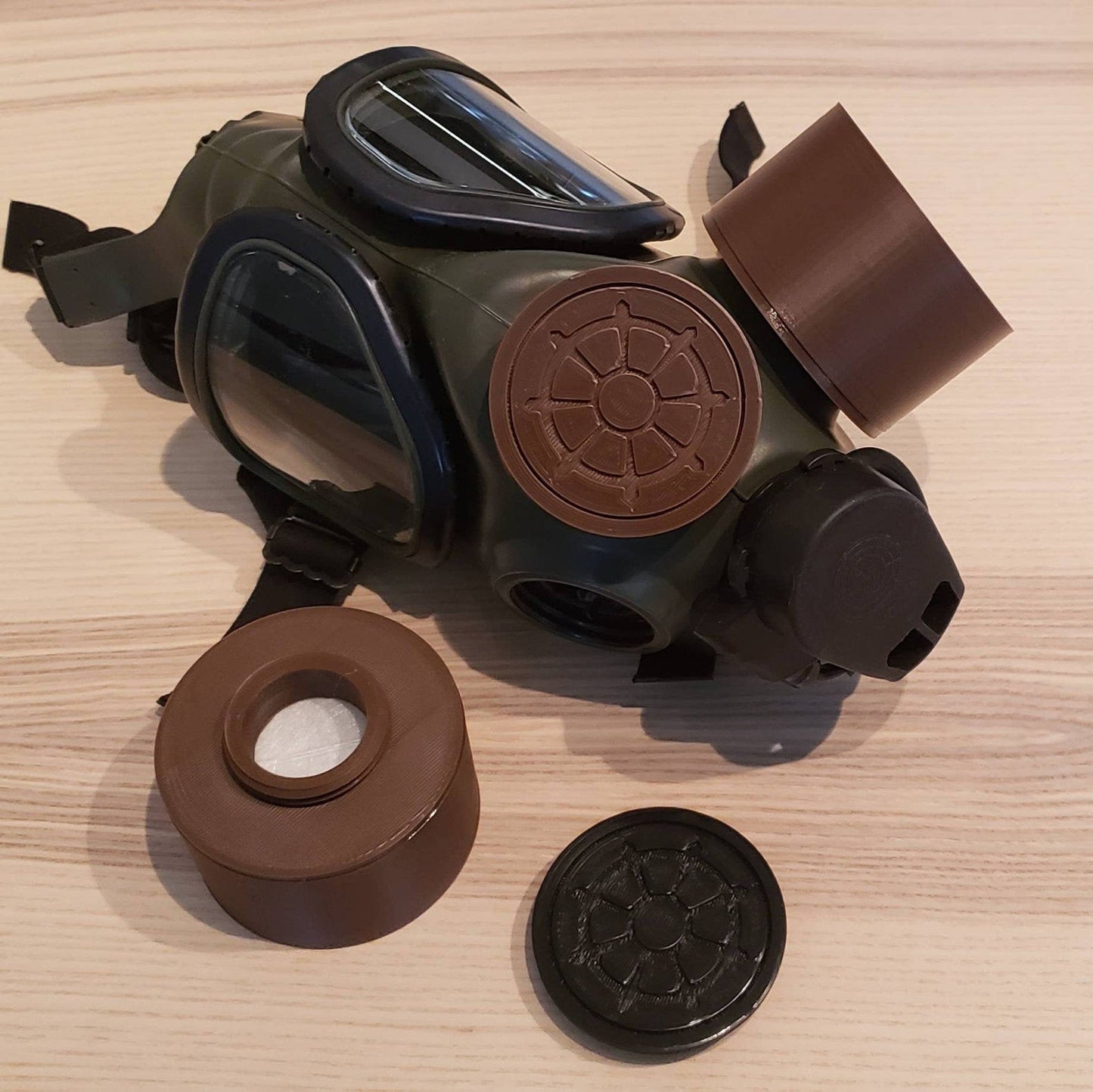 Voice Amp cover for 40mm NATO gas masks - 3D Printed ABS Plastic (canister only) - 3M 2200 mpr (merv13) filter media - m40/42 gas mask